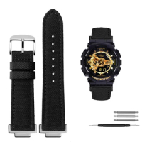 High Quality Nylon+cowhide Watchband 16mm for Casio G-Shock GA110 GA100/400 GA700 GBA-800 DW5600/G-5600/GW-5610 Bracelet Strap