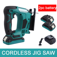 21V 65mm 2900RPM Cordless Jigsaw Electric Jig Saw Portable Adjustable Woodworking Power Tool with 2pcs Makita battery