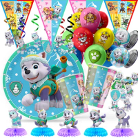 Paw Patrol Dogs Birthday Party Decorations Supplies Everest Party Balloons Disposable Tableware Cups Plates Baby Shower Toys