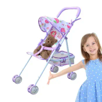 Kids&amp; Pet Camping Trolley Doll Stroller Play Stroller Play House Toy Good Looking Comfortable Handle Grip Inspire Creativity