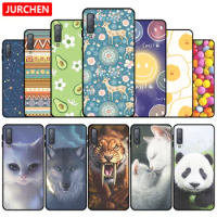 JURCHEN Silicone Phone Case For Samsung Galaxy A7 2018 Fashion Cartoon Cat Space Printing For Samsung A7 2018 Thin Back Cover