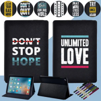 Folio Tablet Case for Apple iPad 5th 6th/Air 1 2 Flip Funda ipad Pro 9.7 Cases Phrase Pattern Leather Stand Cover+ Free Stylus