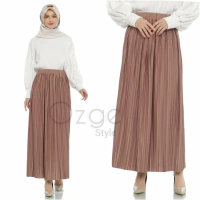 ROK PLISKET PREMIUM PANJANG MODEL LURUS KWALITAS IMPORT MUAT UK M-XXL - Hitam