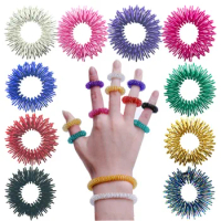 15PCS/Pack Acupressure Rings Spiky Sensory Finger Rings Set for Teens Adults Stress Reducer Massager Stress Relief Fidget Toys