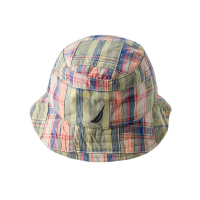 【NAUTICA】繽紛交錯格紋LOGO刺繡漁夫帽(綠色)