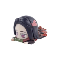 4cm Demon Slayer Anime Figure GK Q Version Prone Position Kamado Nezuko Beautiful Girl Adult Action Figure PVC Model Gift Toys