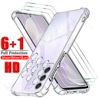 6+1 Screen Protector Tempered Glass for Vivo V27e V25 V25e V23 V23e V21 V21e V21s V20 2021 SE Pro Soft Silicone Case Camera Lens