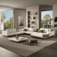 New Nordic Corner Fabric Sofa Light Luxury Designer Minimalist Style Cotton And Linen Multi Seat Sofa Couch For High-end Villa