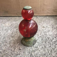 古玩雜項 出土古董 青銅官帽頂 紅寶石文玩 仿古收藏擺件送禮特價1入