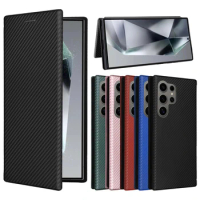 Carbon Fiber For Samsung Galaxy S24 Ultra S22 S23 Plus Note20 S21 FE Case Magnetic BooK Card Wallet Leather Protection Cover