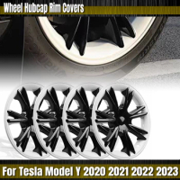 4PCS 19 Inch Car Wheel Hubcap Rim Cover Hub Cap Automotive Part Sport Style For Tesla Model Y 2020 2021 2022 2023