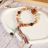 Tibetan Buddhist Handmade Braided Beads Bracelet for Women Men 9-Eye DZi Bead Bangles Jewelry