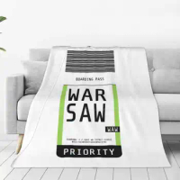 Warsaw Boarding Pass Waw Soft Warm Blanket Sofa/Bed/Travel Love Gifts Warsaw Boarding Pass Waw Board