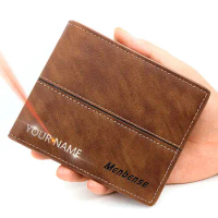 Free Name Engraving Short Slim Men Wallets High Quality Simple Card Holder Zipper Male Purse Brand Coin Pocket New Mens Wallet