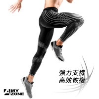 【A-MYZONE】馬拉松專用 男款無痕運動壓力褲-銀光灰 百K 慢跑 推薦(登山壓力褲/壓縮褲/緊身束褲)