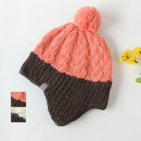 單秋冬季女士時尚羊毛帽子純手工編織毛線帽加絨保暖護耳帽女1入