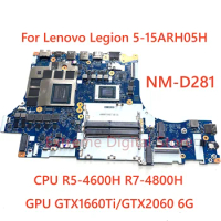 NM-D281 For Lenovo Legion 5-15ARH05H Laptop Motherboard With CPU R5-4600H R7-4800H GPU GTX1660Ti/GTX2060 6G FRU 5B20Z21859