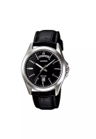 Casio Men's Analog Watch MTP-1370L-1AV Black Genuine Leather Band Watch for men