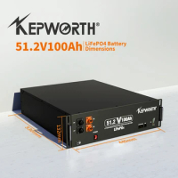 KEPWORTH LiFePO4 Battery 51.2V 100Ah Lithium Battery, Built-in 100A BMS, 5.12KW Power, 6000+ Deep Cycles Solar System, RV, Boat