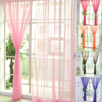 1 pcs Colorful Sheer Tulle Curtains Polyester Solid Color Rod Pocket Curtain For Bedroom Kitchen Living Room Kid Room Classroom