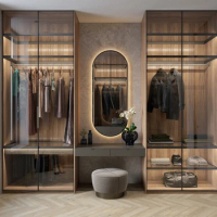 Modern Luxury Open Door Floor To Ceiling Wardrobe Modern Solid Wood Tv Cabinet