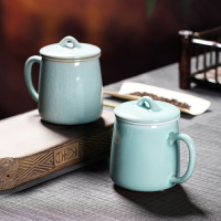 龍泉青瓷陶瓷茶杯辦公杯帶蓋馬克杯過濾同心杯家用個人泡茶杯水杯