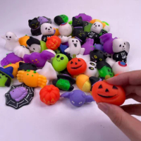 10Pc Cute Halloween Pumpkin Ghost Antistress Decompression Squishy Toy for Kids Adult Birthday Party Favors Halloween Decoration