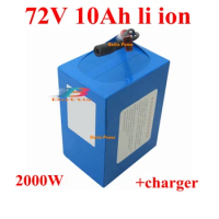 72v lithium battery pack 72v 10Ah li-ion electric battery 72v 2000w 1500w electric scooter kit 1000w battery pack BMS + Charger