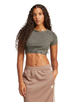 เสื้อเอวลอยผู้หญิง แขนสั้น ผ้าริบ รุ่น JD0041 สีเทา