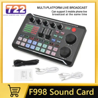 Multi-functional Audio Mixer F998 Sound Card Audio Mixing Console Amplifier Live Music Mixer Dj Equipment For PC Broadcast