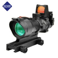 Discovery ACOG 4X32 Red Dot Sight Real Fiber Optic Illuminated Glass Hunting Optical Sight Tactical Rifle Scope