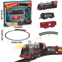 Electric Train Rail Car Simulation Retro Steam Train Model Kids High Speed Rail Toy Boy Set