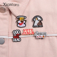 God Is Not Dead Enamel Pin Cheesus Jesus Religious Faith Christ Brooch Lapel Backpack Badge Jewerlry