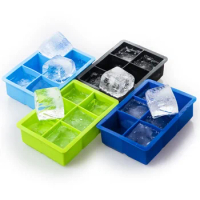6 Grids Silicone Ice Cube Mold with Lid Ice Maker Large Square Whisky Tray Mold Ice Cream Mold Summer Cream Maker Tools