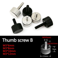 5pcs M3x6/8/10/12mm Carbon Steel Round Head Hand Tighten Thumb Screw Bolt for PC Computer Case Cover DIY Toolless Thumbscrew B