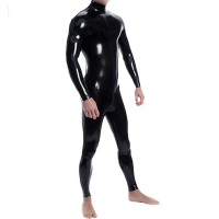 Sexy Black Coverall Bodysuit Latex Rubber Catsuit For Men and Women Unisex Latex Suit Bodysuit No Hood