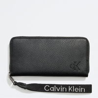 Calvin Klein 拉鍊長夾 荔枝紋皮革 皮夾 長夾 錢包 C26857 黑色CK(現貨)▶指定Outlet商品5折起☆現貨