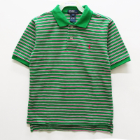 Ralph Lauren 男童經典條紋短袖POLO衫-綠色(5歲/7歲)