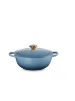 หม้อเหล็กหล่อทรงกลม 26 Chambray Gold Knob สีฟ้า
