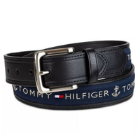 【毒】Tommy Hilfiger 帆布文字 真皮 皮帶 腰帶 厚實質感 大尺碼 湯米 保證正品【領券折222｜Cube卡+APP下單最高10%回饋】