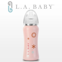 【美國L.A. Baby】超輕量醫療級316不鏽鋼保溫奶瓶 9oz(瑰蜜粉)