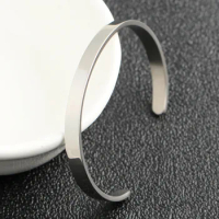 Simple Silver Plated Cuff Bangle for Man and Women 316L Stainless Steel Opening Bracelet Trend Men Women Nightclub Party Jewelry