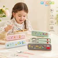 Yummy Box Spoon Fork Set With Case YM1019 YM1023 / Sendok Dan Garpu Makan Anak Set Stainless Unicorn