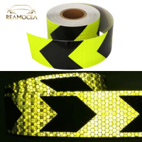 Reamocea Car DIY 5x300cm Arrow Reflective Tape Safety Caution Warning Reflective Adhesive Sticker For Truck Motorcycle Bicycle