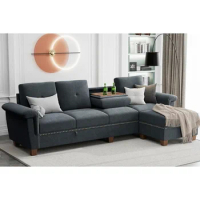 L Shaped Sofa, Convertible Sectional Sofa 4 Seater Sofa, with Storage Space, with Reversible Chaise Longue,107 Inch Modular Sofa