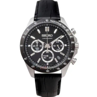 SEIKO精工 SBTR021手錶 日本限定款 黑面 DAYTONA三眼計時 日期 黑色皮帶 男錶