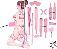 Bondage for Sex 10 Pcs BDSM Leather Bondage Sets Restraint Kits for Women and Couples pink