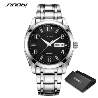 SINOBI Automatic Mechanical Watch for Men Luxury Skeleton Men's Wristwatches Stainless Steel Waterproof Original Man Gifts Watch