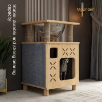 Villa Corrugated Cat Nest Square Nest Wooden Replaceable Cat Claw Board Cat Bed Vertical Double Layer Cat Bed Cat Tree Gatos