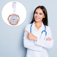 Nurse Fob Watch Fashionable Clip- on Nursing Watch Aluminium Alloy Nurse Watch Retractable Watch ( Rose )